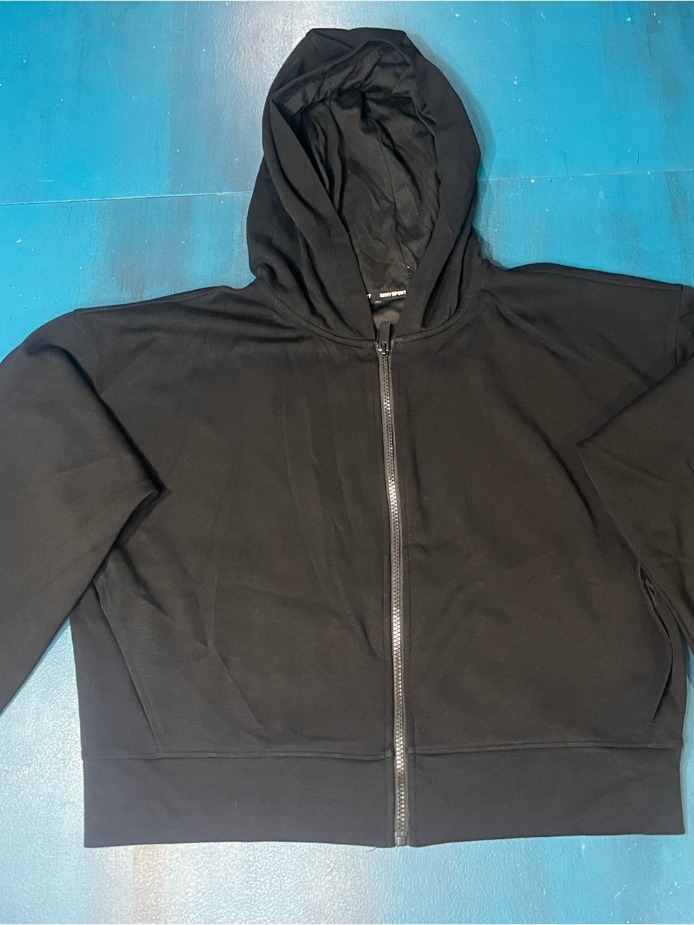 DKNY Black Zip-Up Hooded Sweater